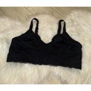 Soma Embraceable Wireless Unlined Lace Trim Bralette Bra Womens XL XLarge Black